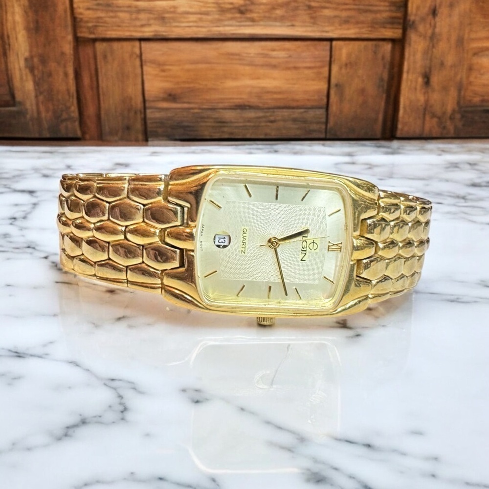 Vintage Elgin Gold-Tone Tank Style Watch, FMC002-040 - Picture 4 of 14